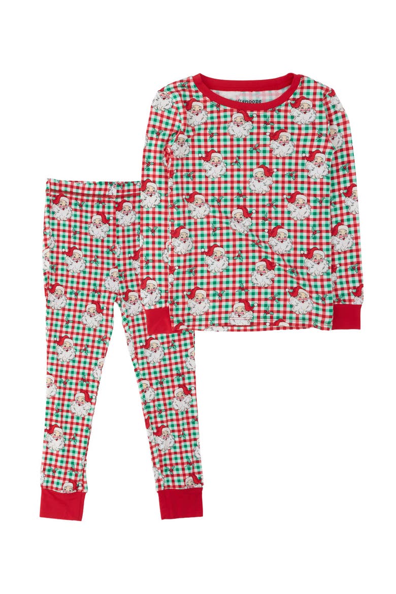 SoftSnooze Gender Incusive Holiday Long Sleeve Pajama Set, Main, color, Red & Green Dear Santa