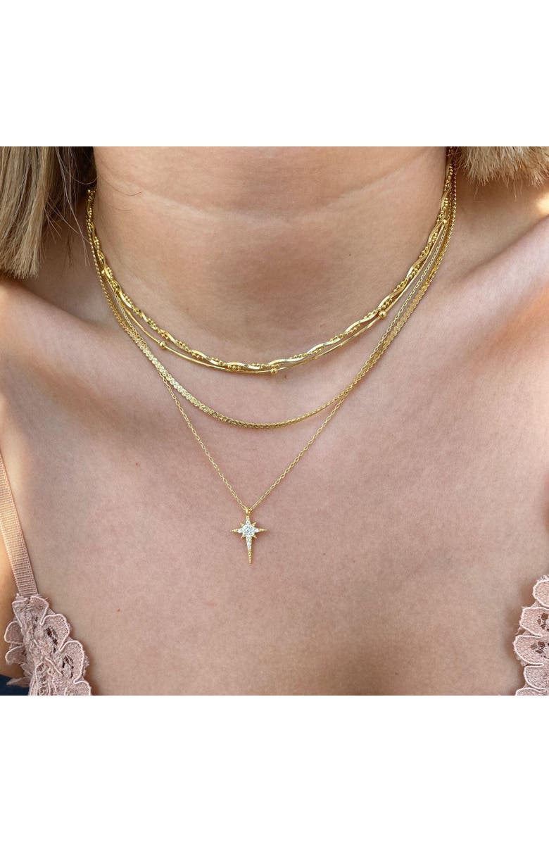 Spero London Northern Star Polaris Sterling Silver Necklace, Alternate, color, Gold