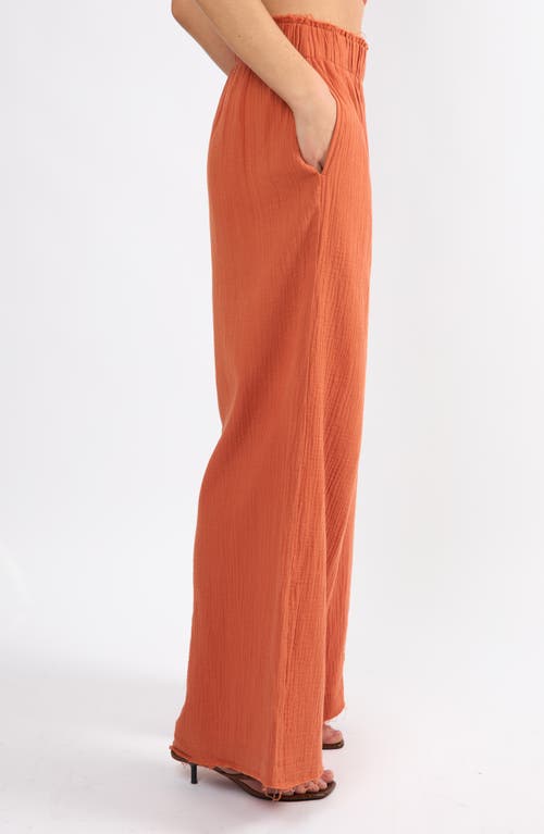 Viens Avec Moi Crinkle Cotton Gauze Wide Leg Pants
