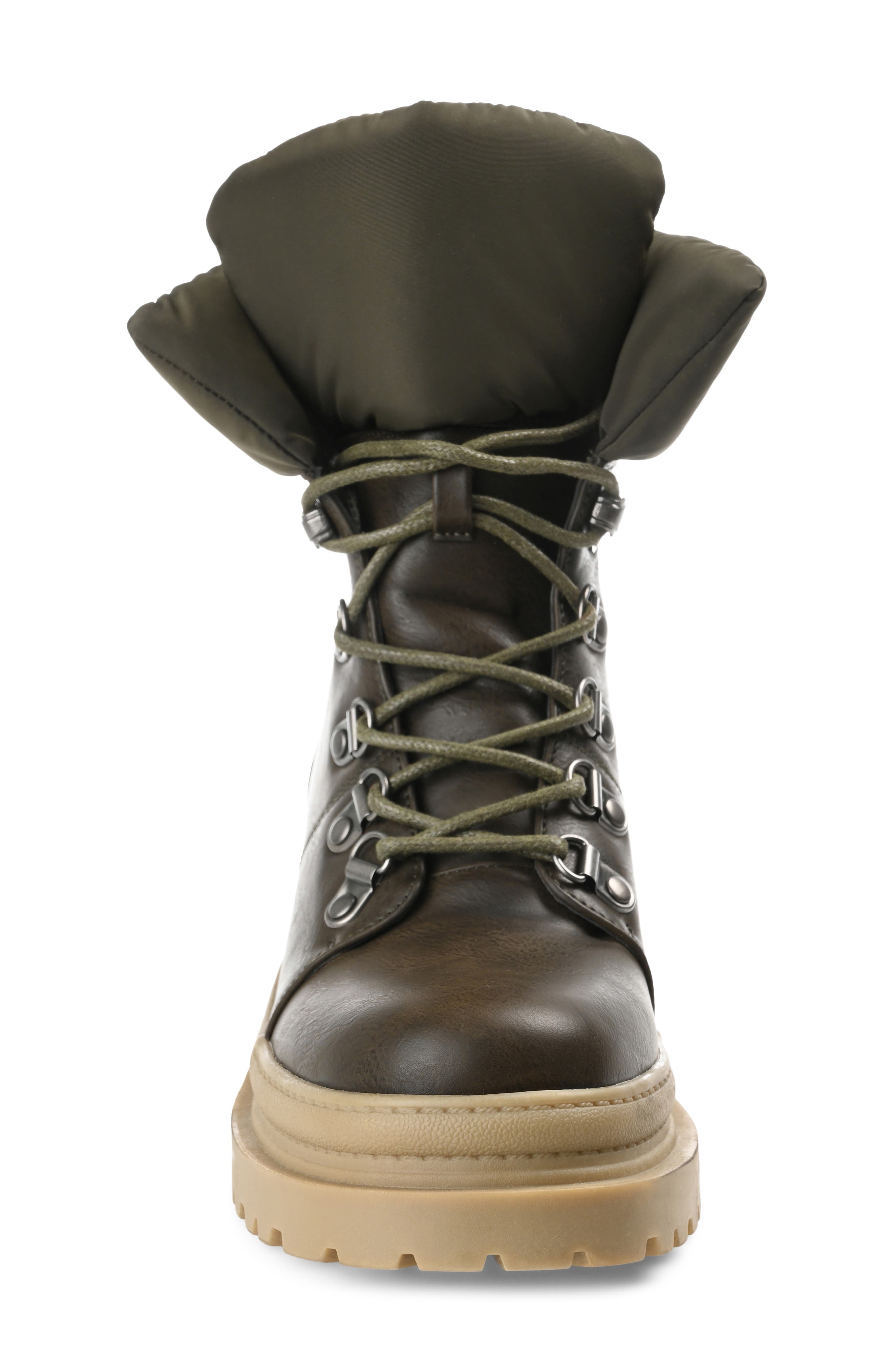Irrah Faux Leather Lug Sole Boot, Alternate, color, OLIVE