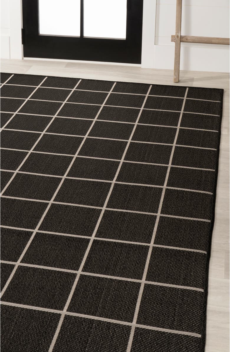 JONATHAN Y Grid Modern Squares Indoor/Outdoor Area Rug, Alternate, color, Black/Cream
