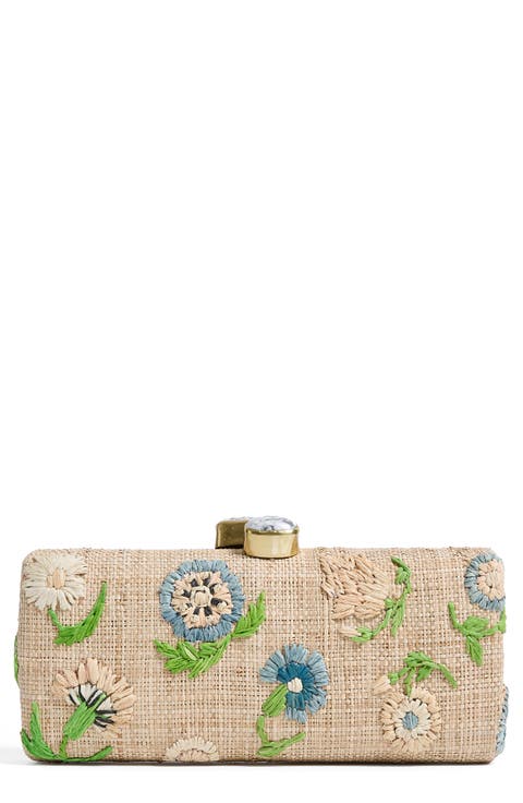 Petite Fleur Raffia Clutch