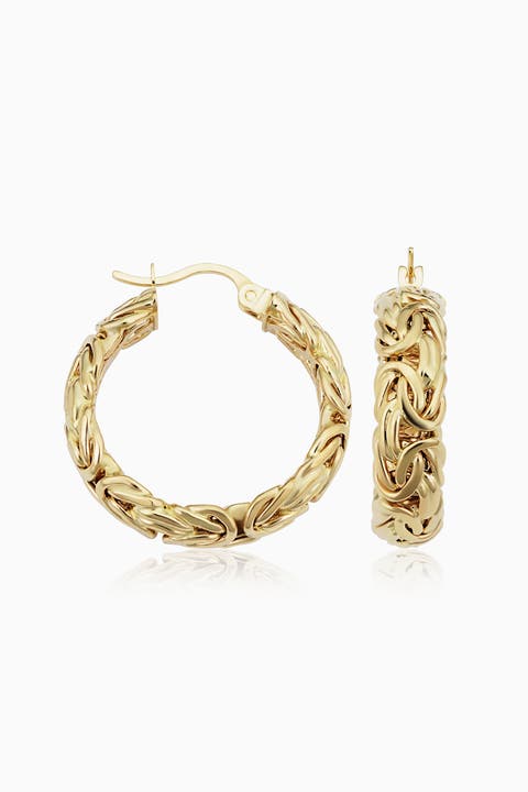 14K Yellow Gold Byzantine Classic Hoops