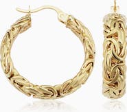 Oradina 14K Yellow Gold Byzantine Classic Hoops