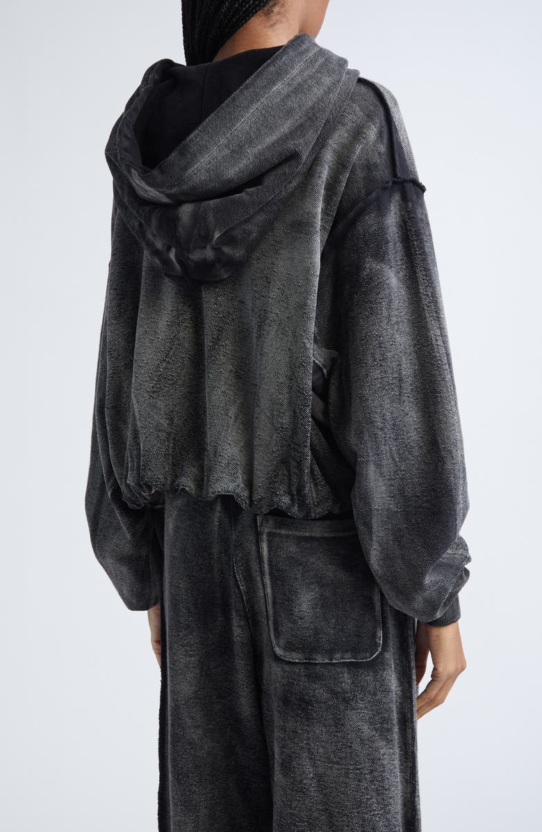 R13 Balloon Bubble Hem Cotton Hoodie, Alternate, color, Washed Black