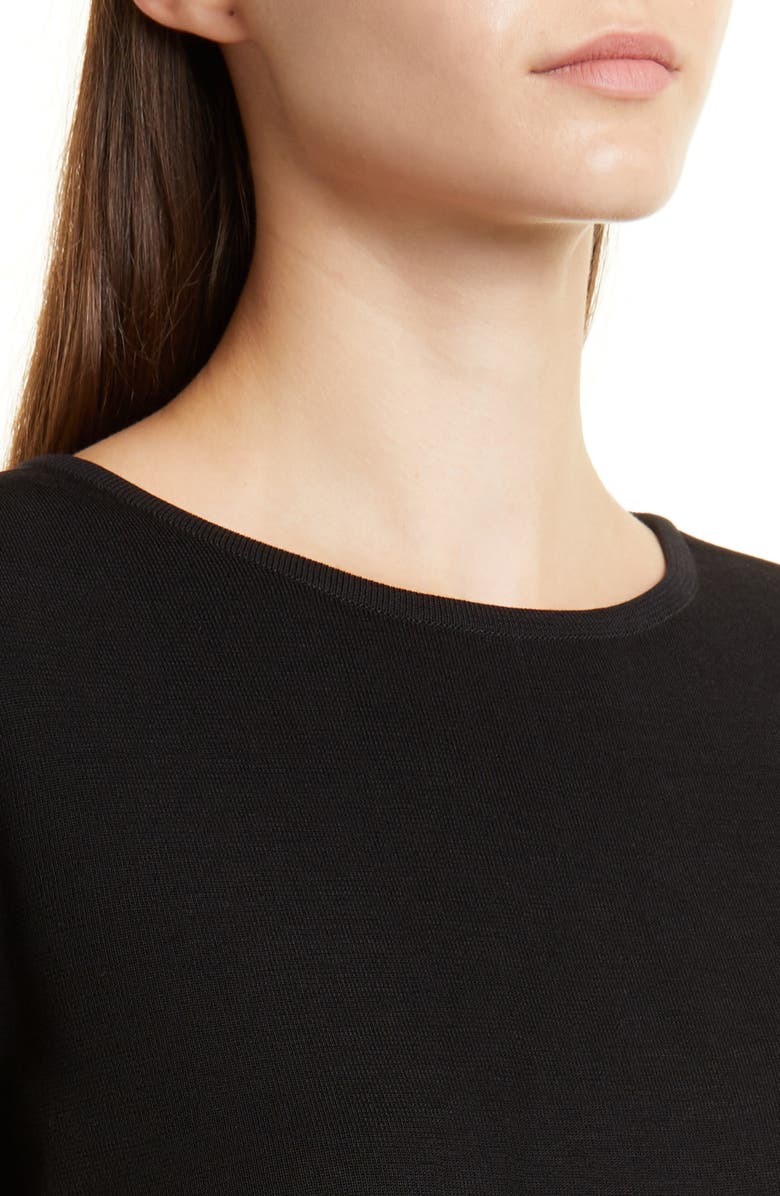 Misook Short Sleeve Knit Tunic Top, Alternate, color, Black