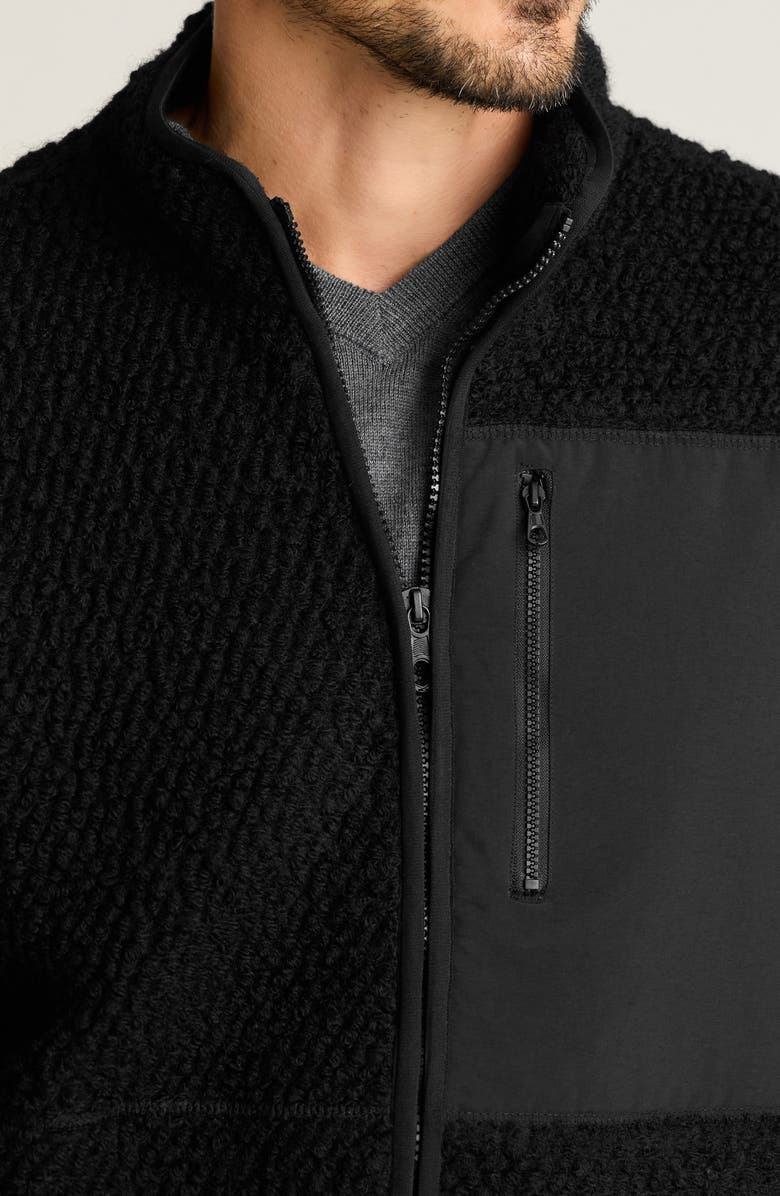 Bonobos High Pile Wool Blend Fleece Zip Jacket, Alternate, color, Jet Black