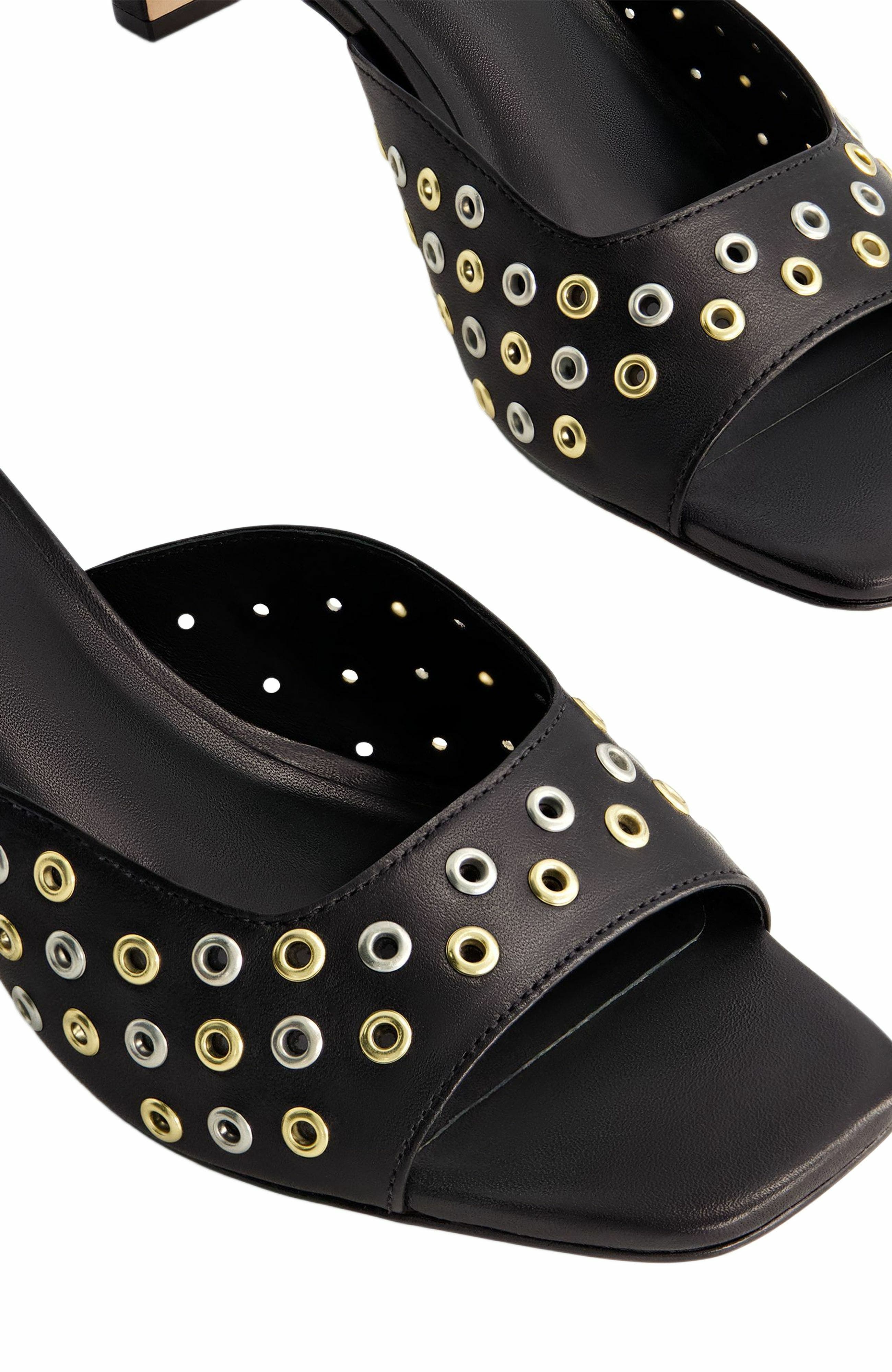 Bernardo Footwear Cenza Grommet Kitten Heel Mule, Alternate, color, Black