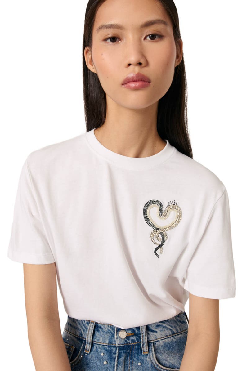 maje Embroidered T-shirt, Alternate, color, 