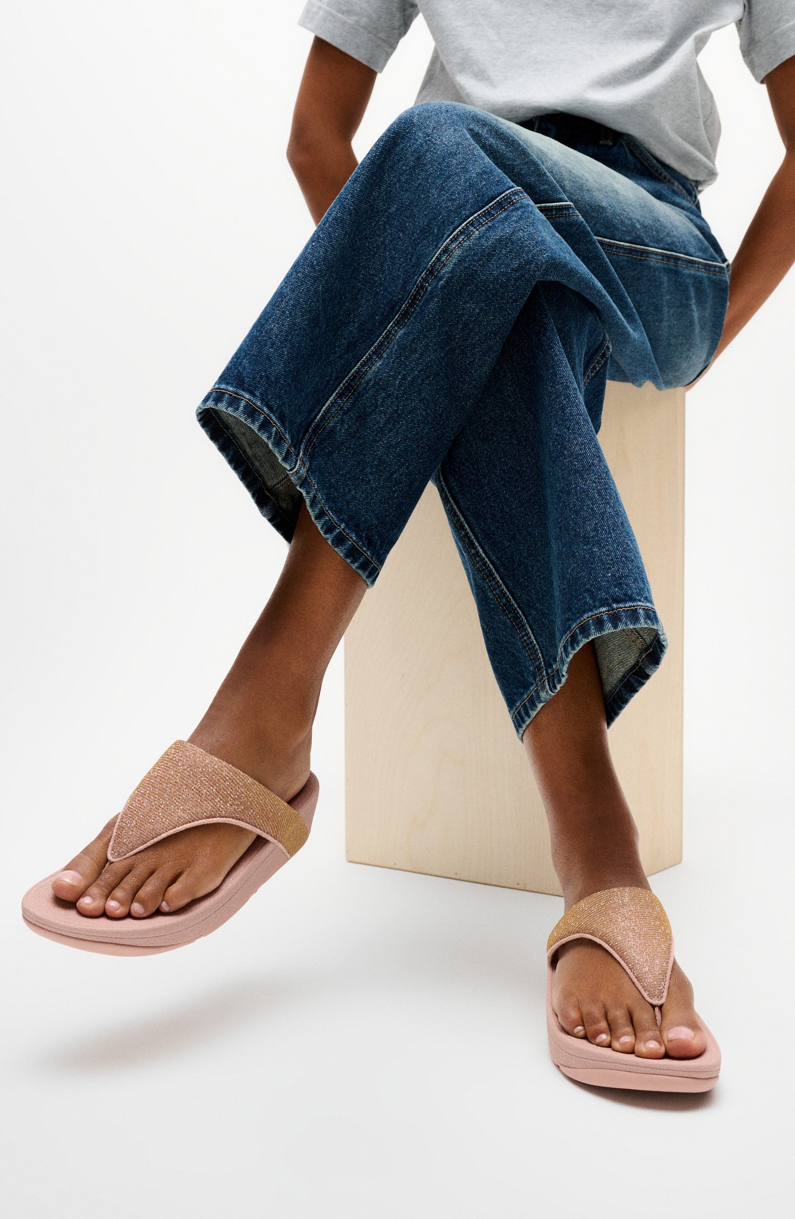 Flowrise Glitz Wedge Flip Flop, Alternate, color, ROSE GOLD