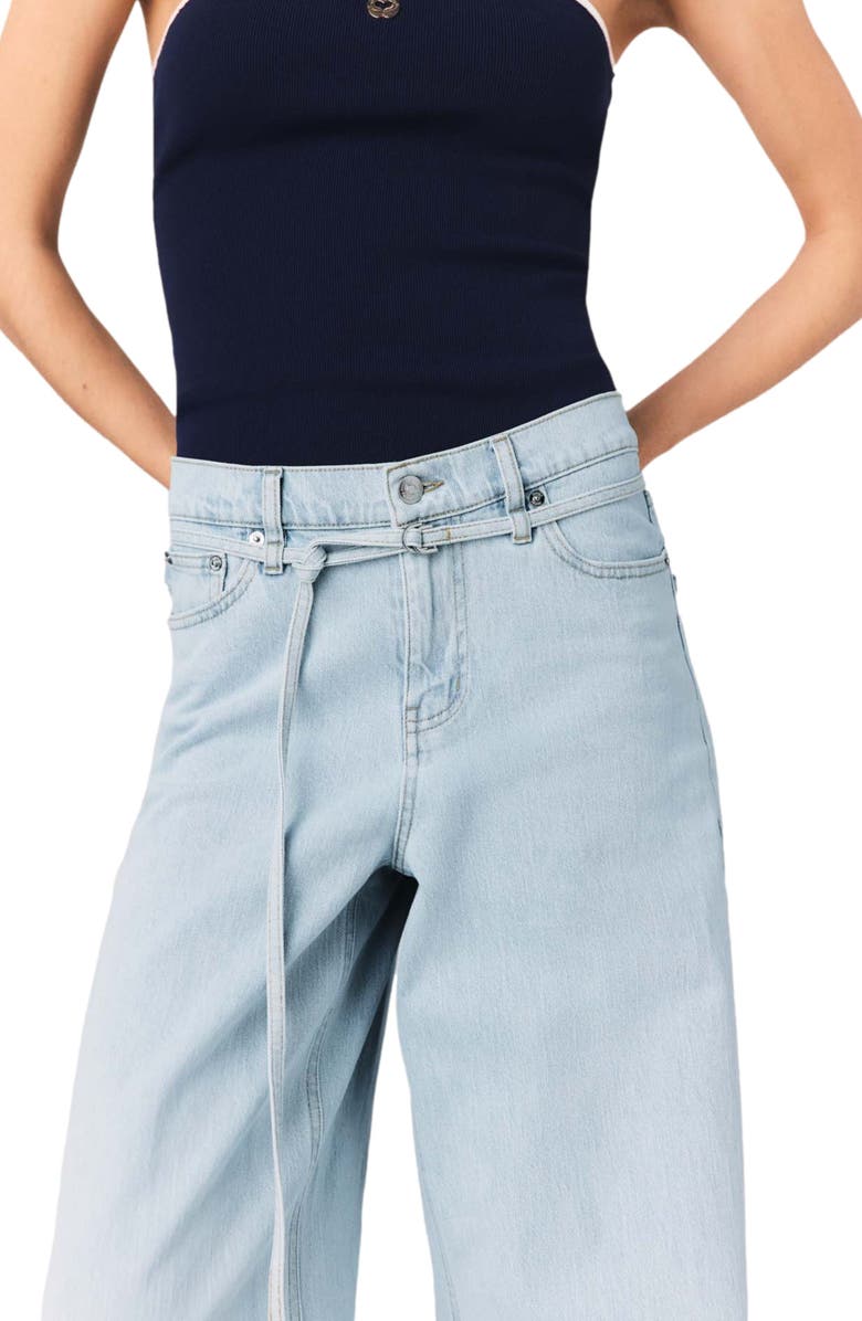 maje Wide-leg rhinestone jeans, Alternate, color, Blue Sky