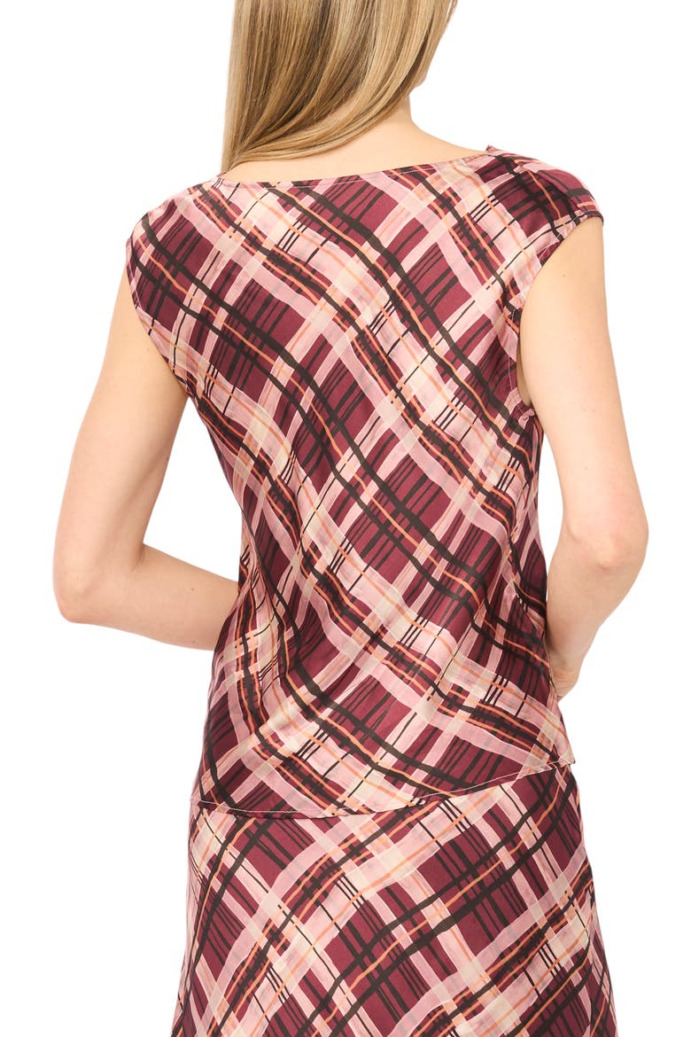Analisa Cowl Neck Plaid Top, Alternate, color, TAWNY PORT
