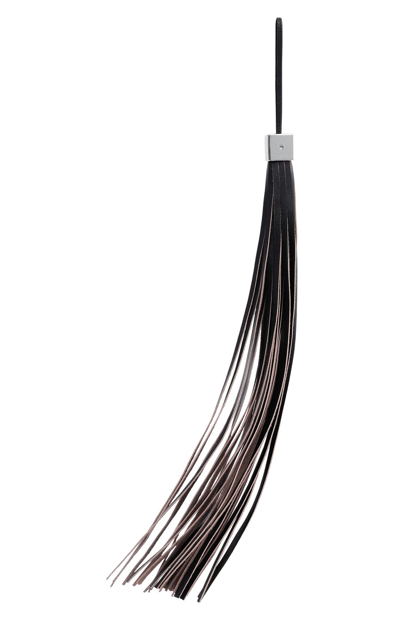 MANGO Leather Fringe Keychain, Alternate, color, Black