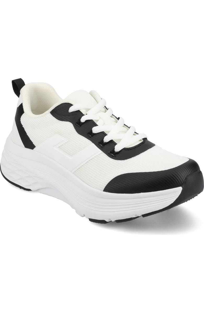 Journee Collection Marshel Casual Sneaker, Main, color, White/ Black