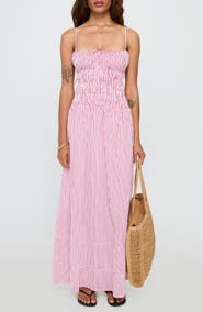 Princess Polly Loralei Stripe Shirred Sleeveless Maxi Dress