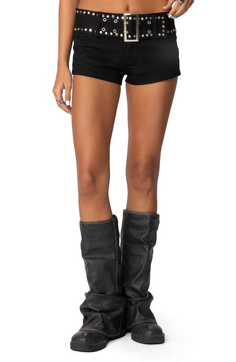 Belted Stretch Cotton Micro Shorts