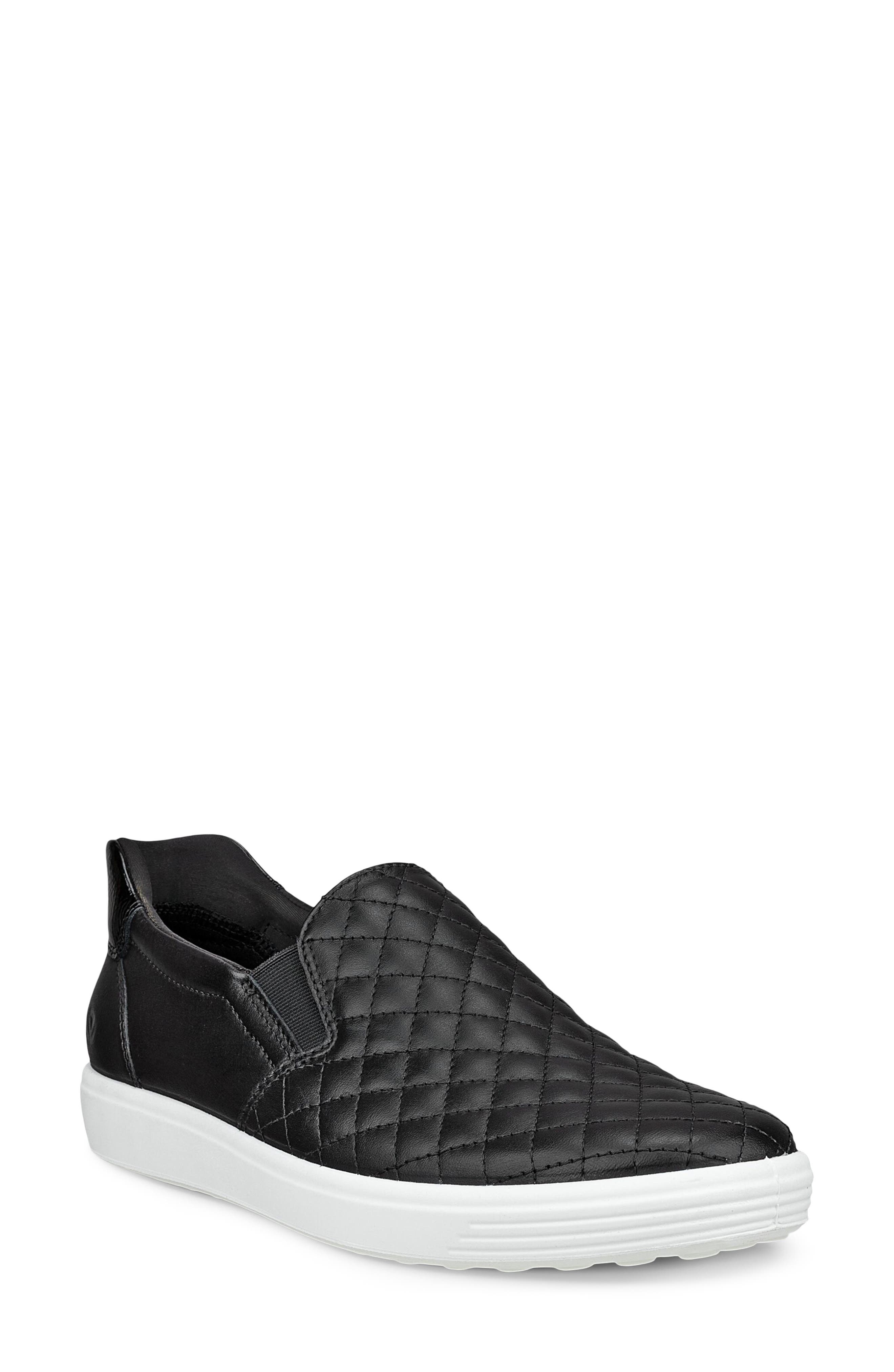 ECCO Soft 7 Slip-On Quilted Sneaker, Main, color, Black/ Black