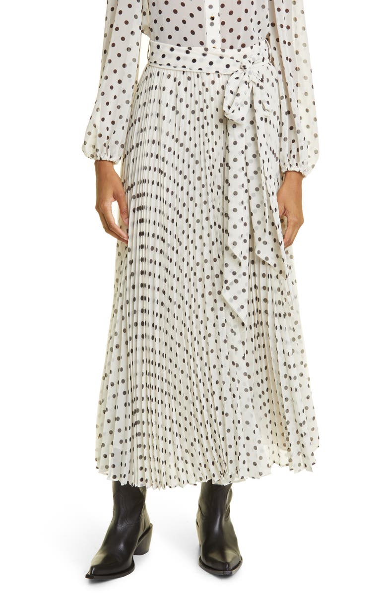 Zimmermann Polka Dot Sunray Pleated Skirt, Main, color,