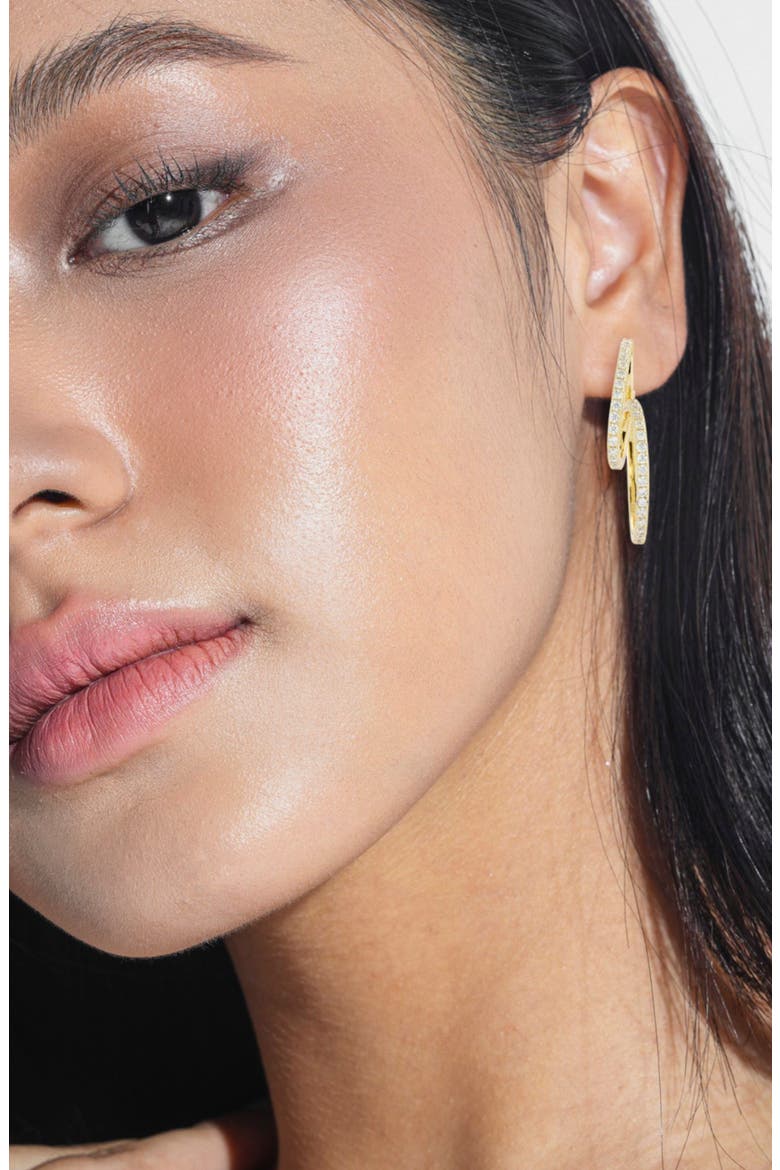 Pavé Drop Earrings, Alternate, color, GOLD