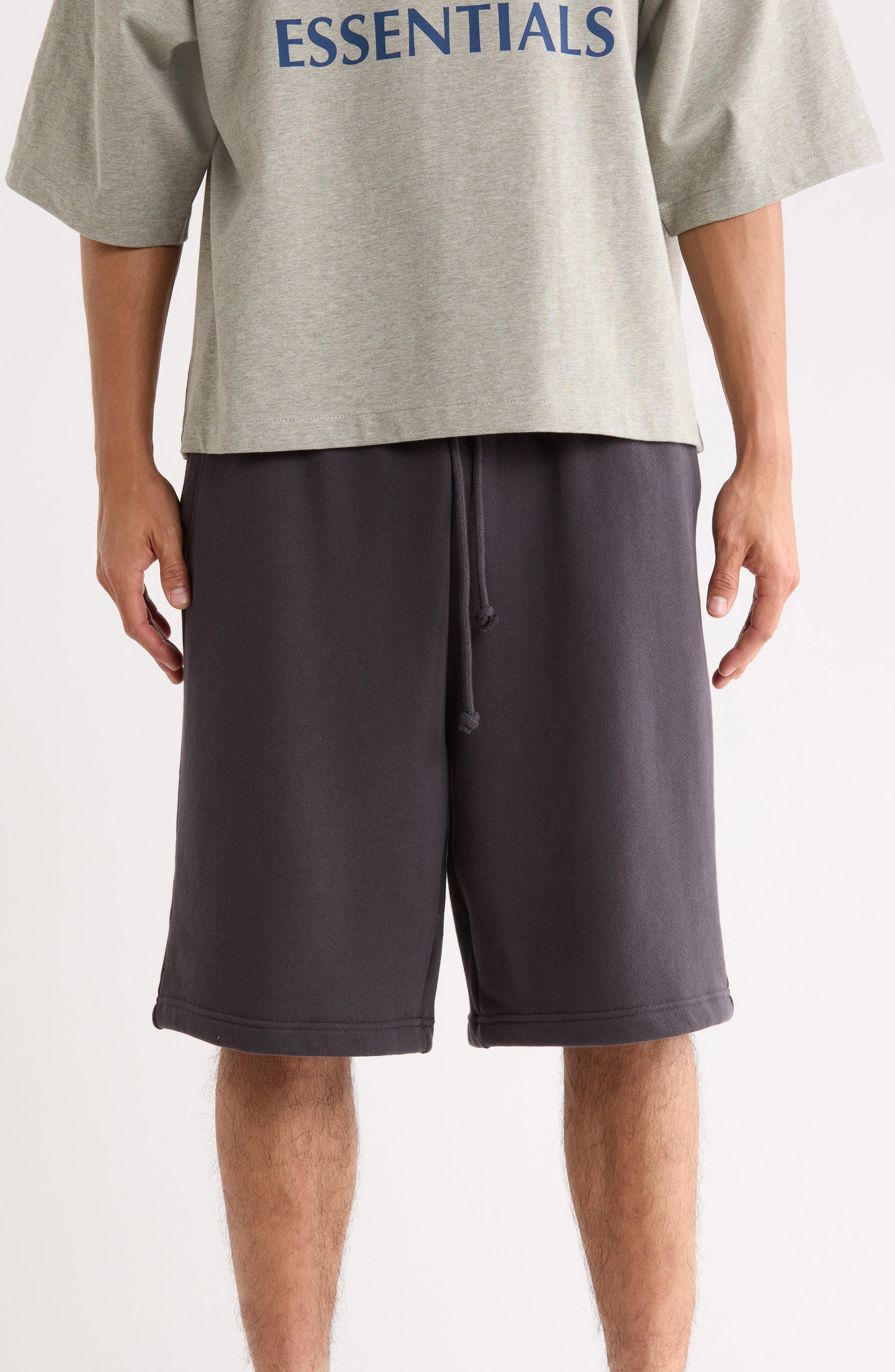 Drawstring Waist Cotton Blend Shorts
