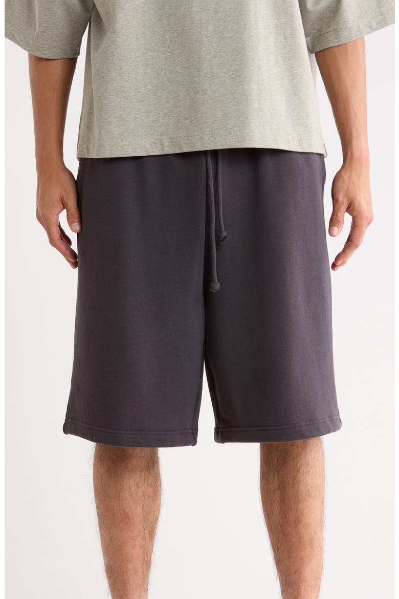Drawstring Waist Cotton Blend Shorts, Main, color, BLACK FADED