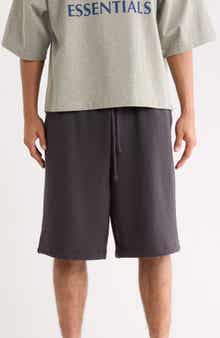 Drawstring Waist Cotton Blend Shorts