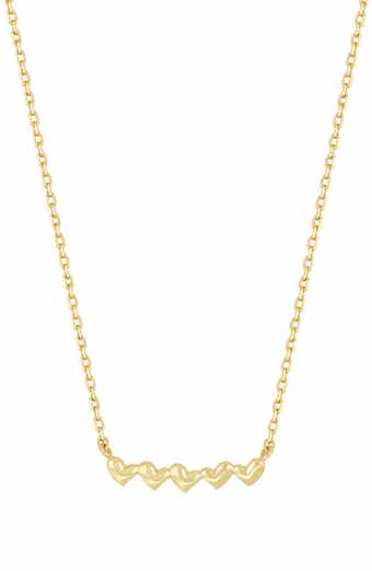 14K Yellow Gold Heart Bar Pendant Necklace