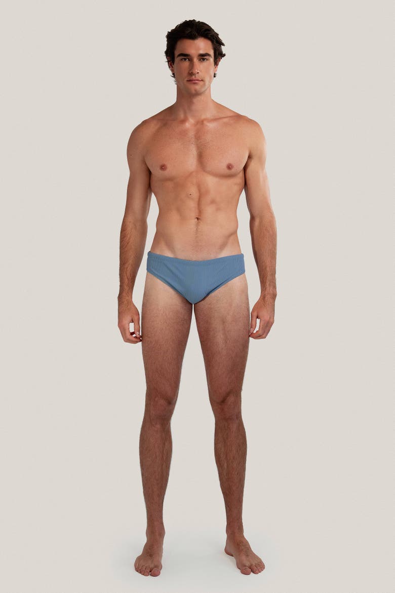 Dune Modern Cut Ribbed Stretch Swim Brief, Alternate, color, Pewter