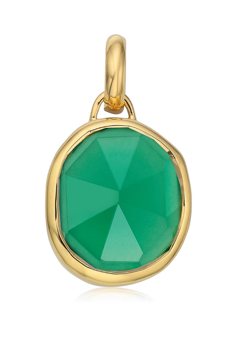 Siren Semiprecious Stone Pendant Charm, Main, color, GREEN ONYX/ YELLOW GOLD