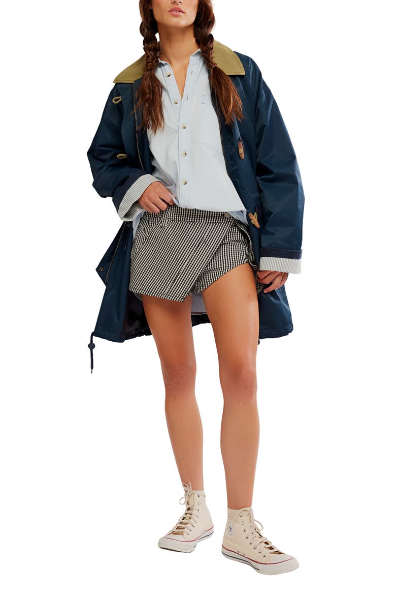 Georgie Micro Gingham Front Wrap Skort, Alternate, color, BLACK COMBO