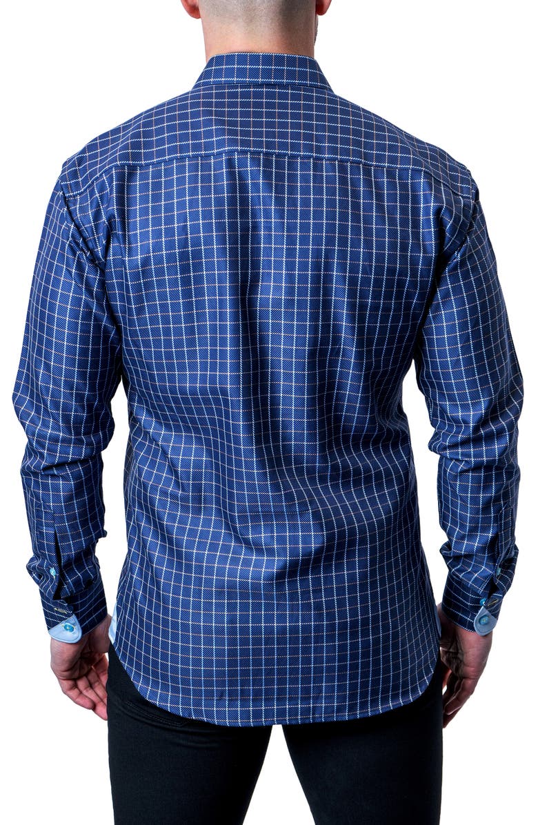 Maceoo Einstein Royal Check Blue Contemporary Fit Button-Up Shirt, Alternate, color, Blue