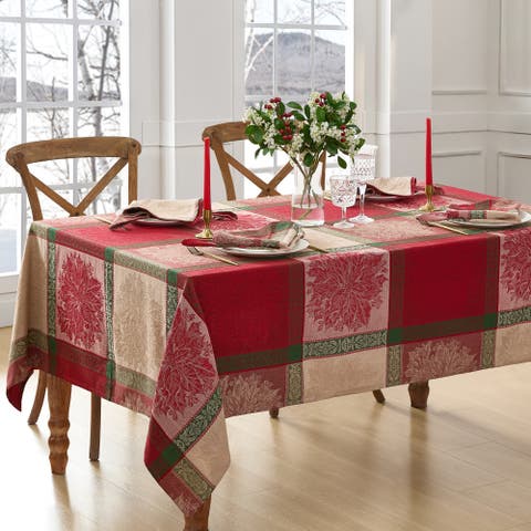 Prestige Poinsettia Jacquard Rectangle Tablecloth