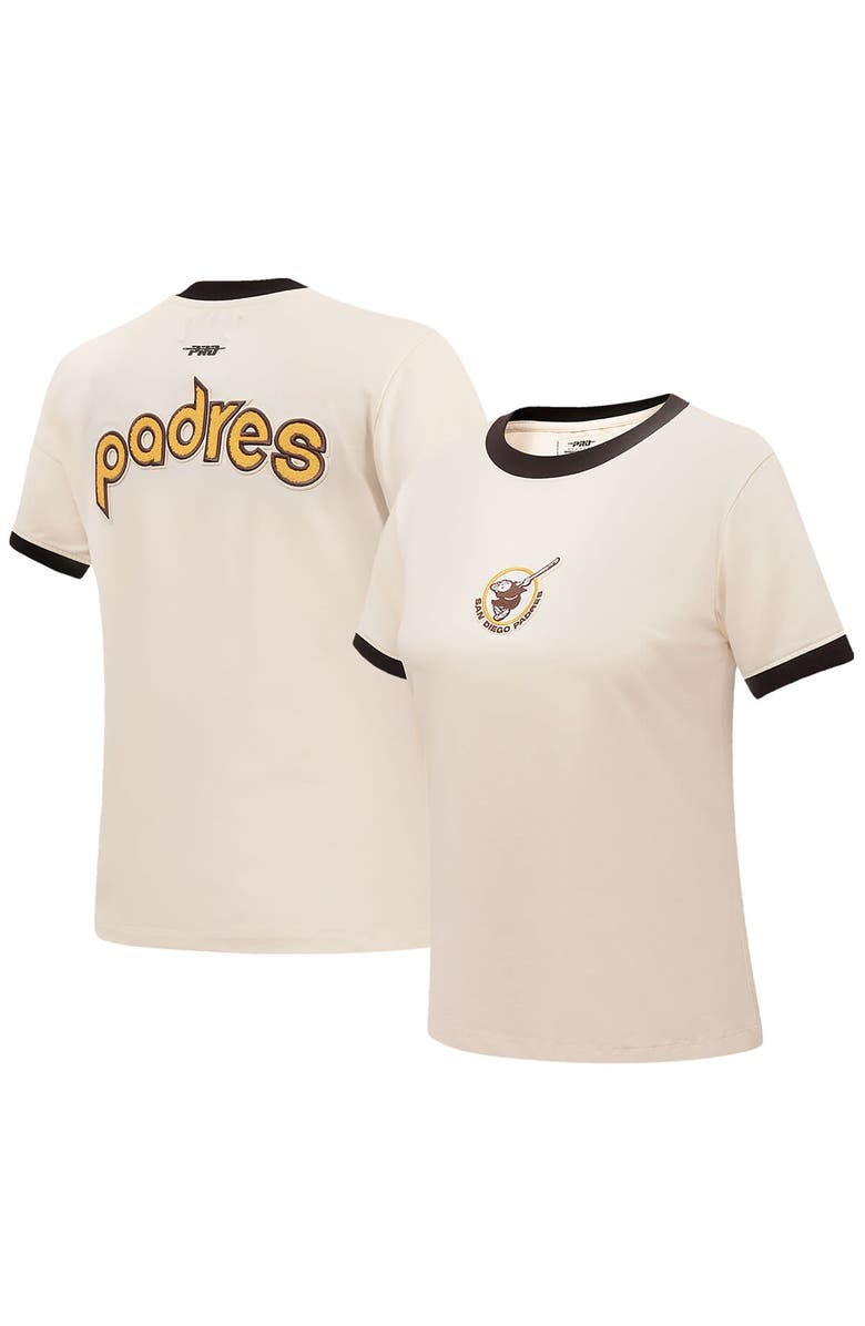 PRO STANDARD Women's Pro Standard Cream San Diego Padres Retro Classic Ringer T-Shirt, Main, color,