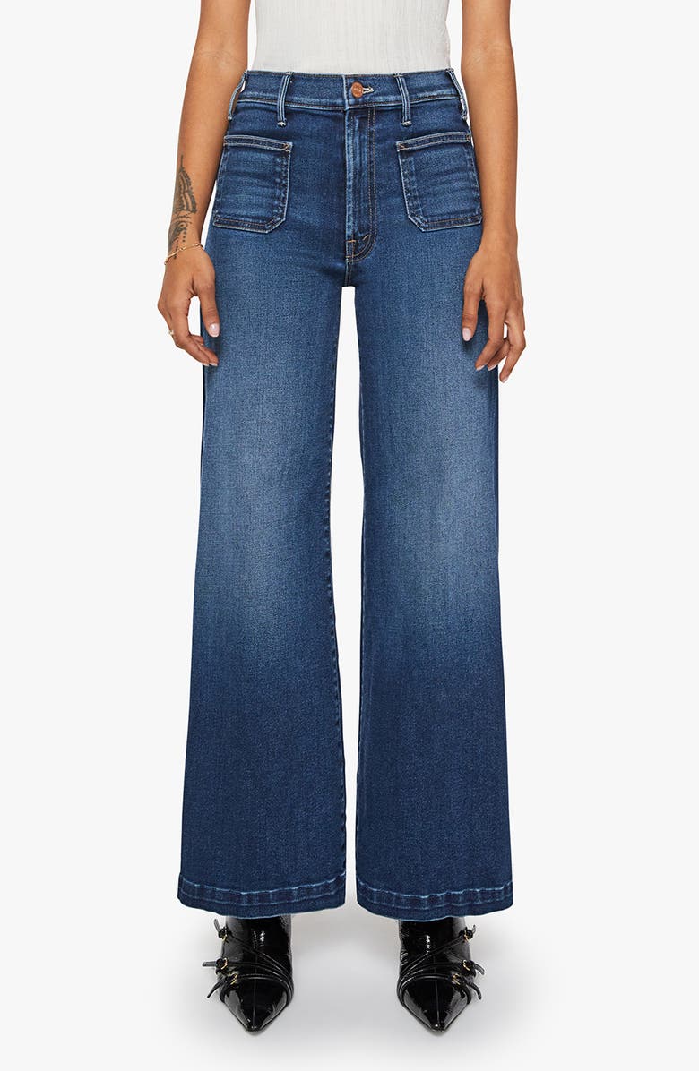 MOTHER The Li'l Hustler Roller Sneak High Waist Wide Leg Jeans, Main, color, Taking Chances