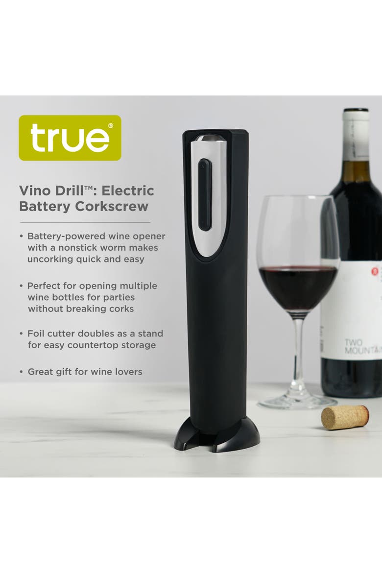 Vino Drill Electric Battery Corkscrew, Alternate, color, Black