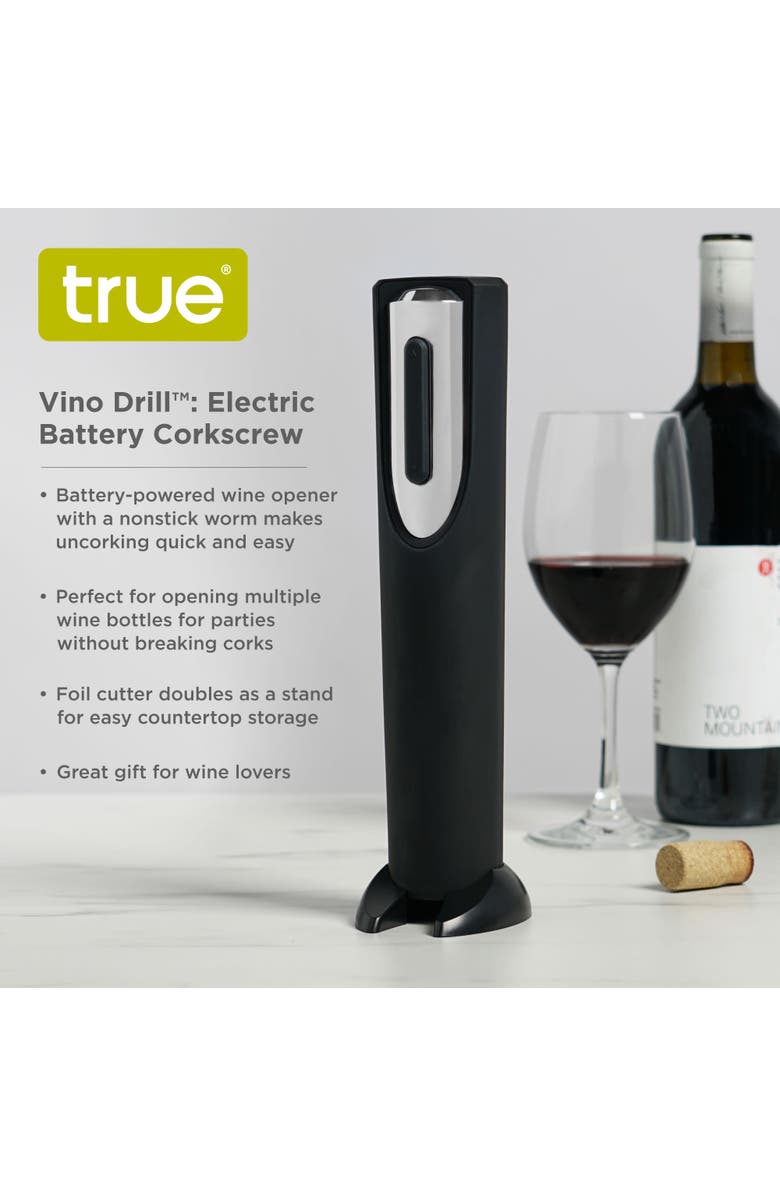 true Vino Drill Electric Battery Corkscrew, Alternate, color, Black