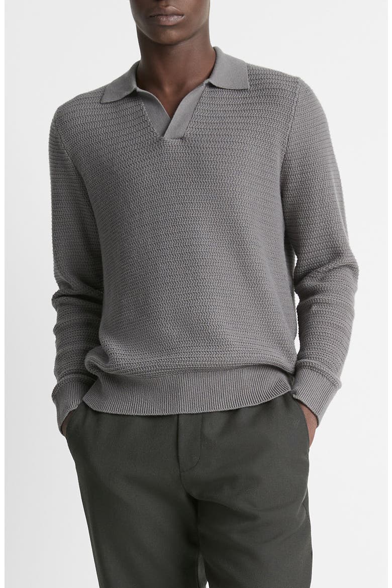 Craftsman Rib Johnny Collar Sweater, Main, color, RAIN CLOUD