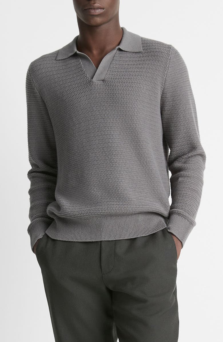 Vince Craftsman Rib Johnny Collar Sweater, Main, color, Rain Cloud