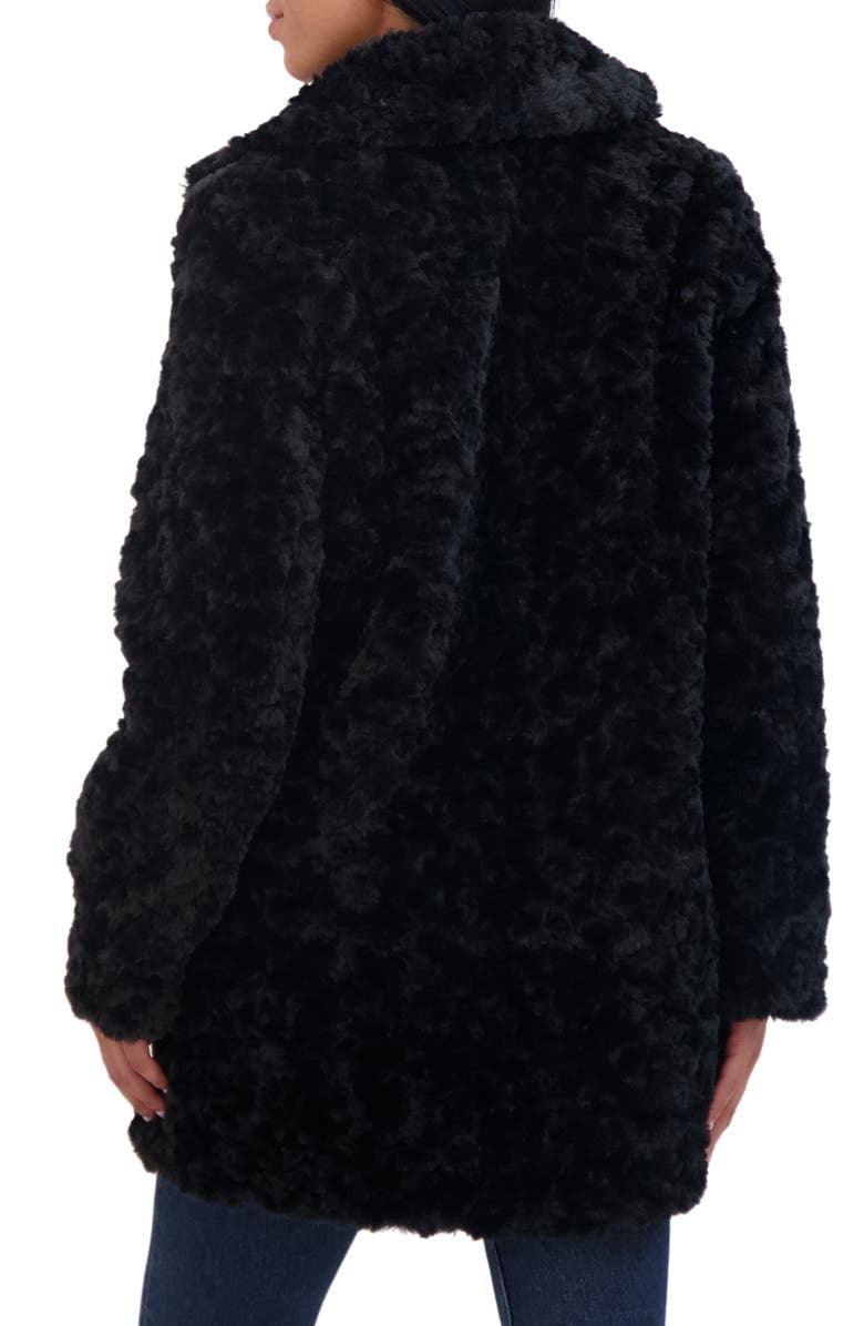 Sebby Leopard Print Crushed Faux Fur Jacket, Alternate, color, Black