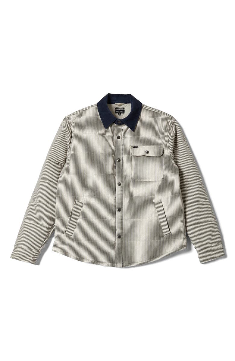 Brixton Cass Engineer Stripe Quilted Jacket, Alternate, color, Whitecap/ Mood Indigo Hickory