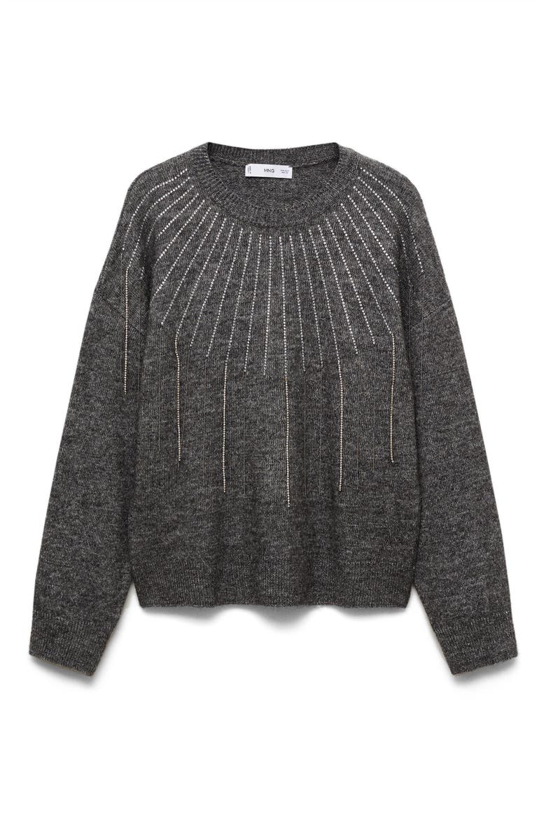 Rhinestone Detail Sweater, Alternate, color, GREY