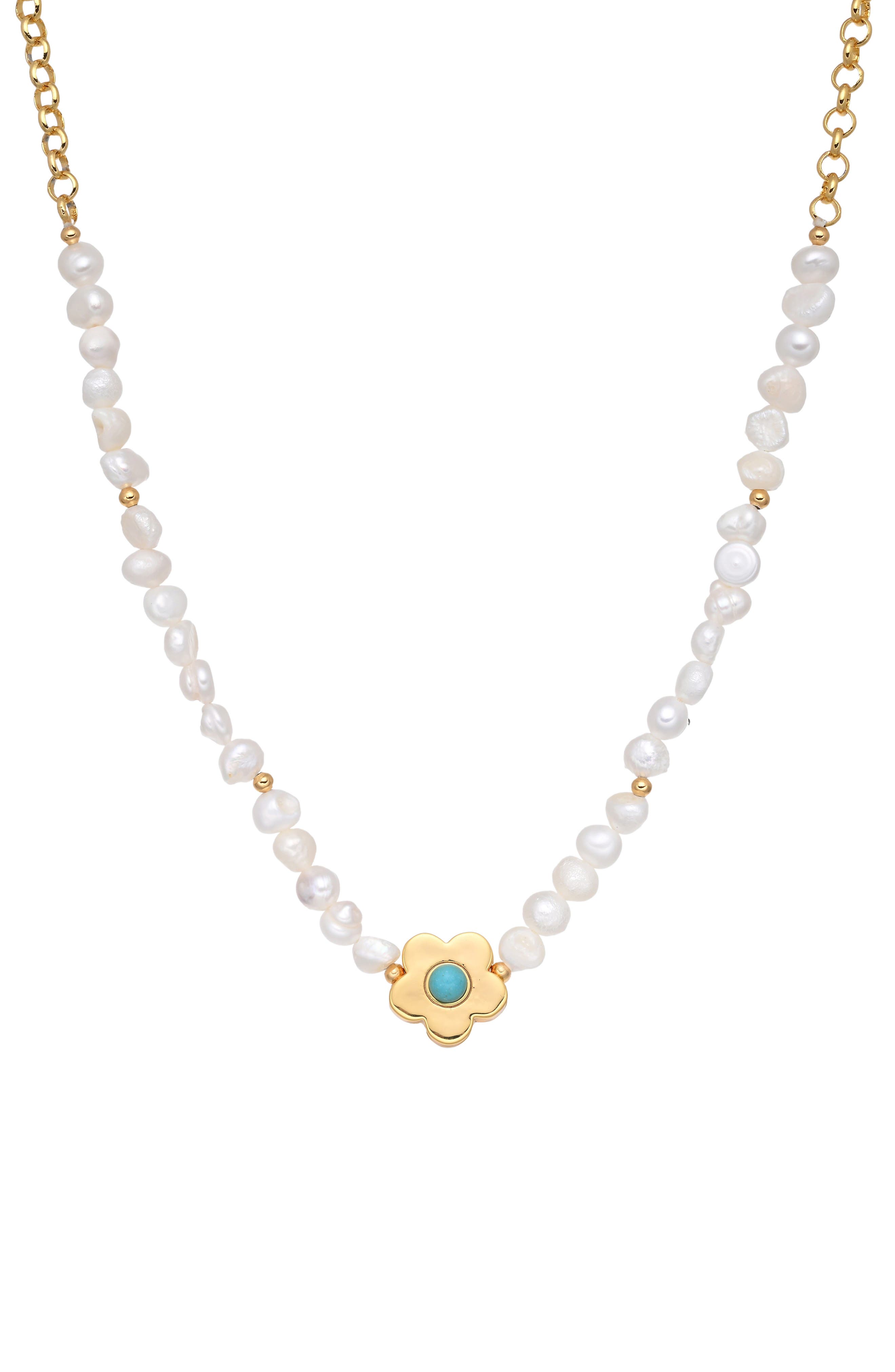 EYE CANDY LOS ANGELES Shannon Freshwater Pearl Flower Pendant Necklace