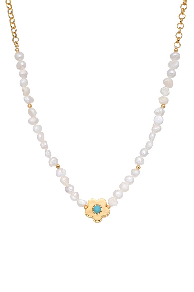 Shannon Freshwater Pearl Flower Pendant Necklace, Main, color, GOLD