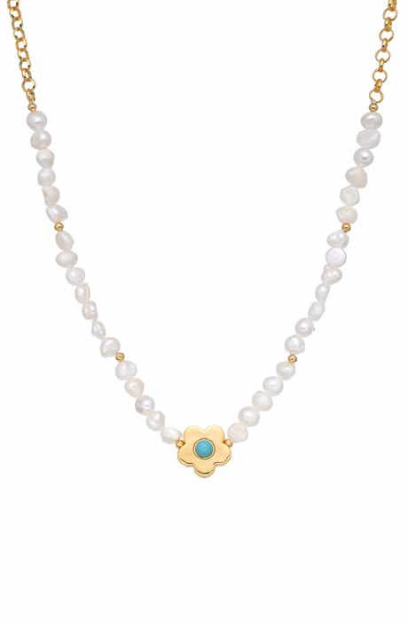 EYE CANDY LOS ANGELES Shannon Freshwater Pearl Flower Pendant Necklace