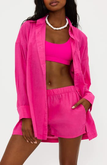 BEACH RIOT BEACH RIOT ALEXA COTTON COVER-UP SHIRT 