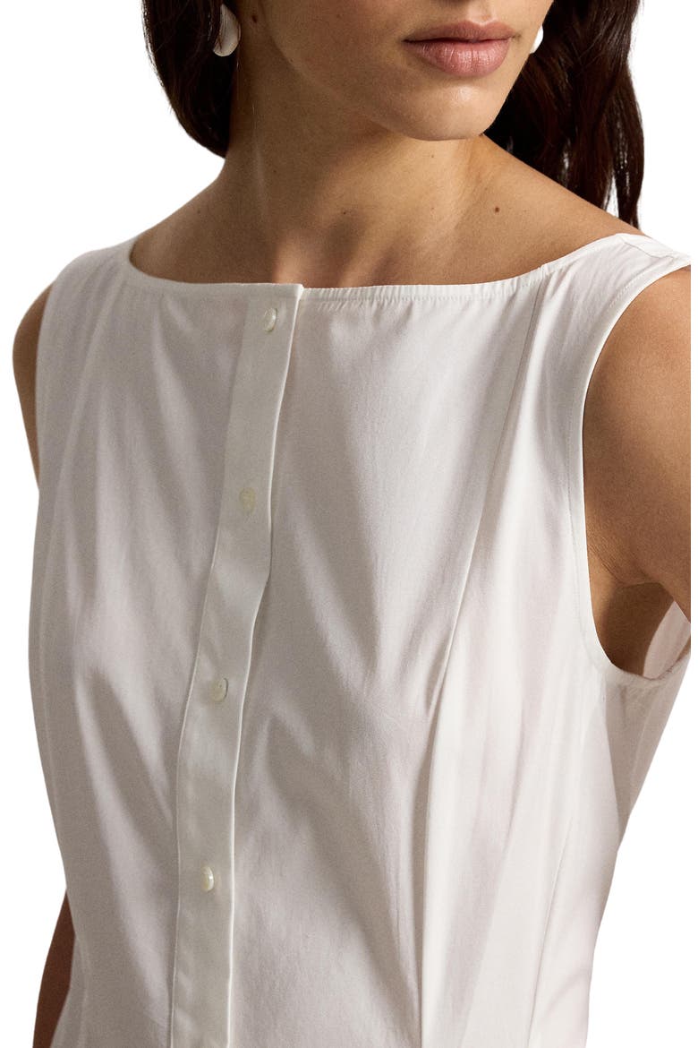 Paneled Cotton Button-Up Midi Dress, Alternate, color, WHITE