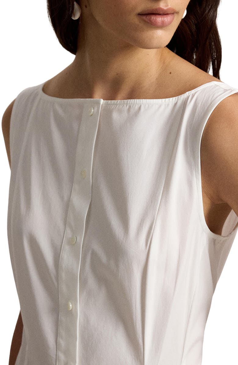 Polo Ralph Lauren Paneled Cotton Button-Up Midi Dress, Alternate, color, White