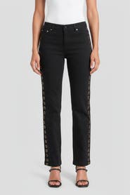 Ming Wang x Anna Marie Floral Rhinestone Flared Jeans