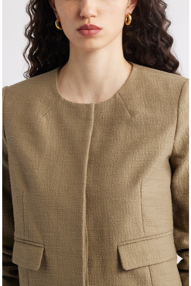 Textured Collarless Jacket, Alternate, color, OLIVE COVERT