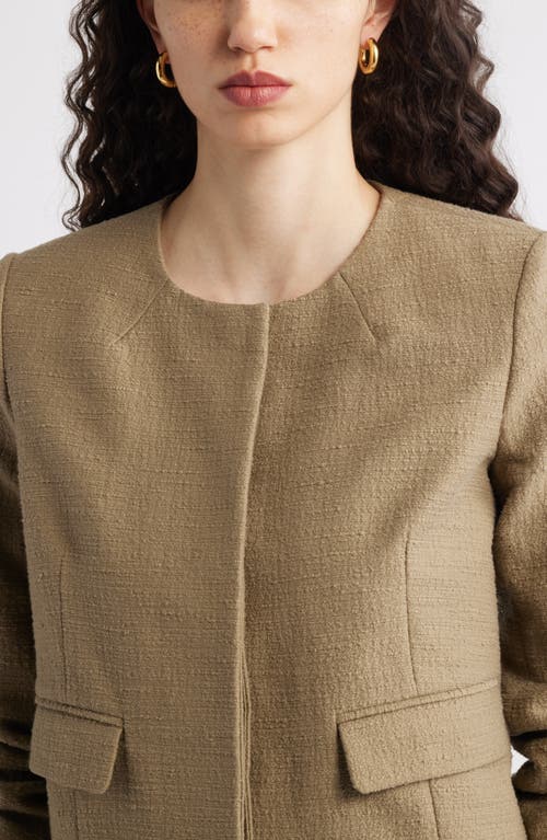 Nordstrom Textured Collarless Jacket In Olive Covert